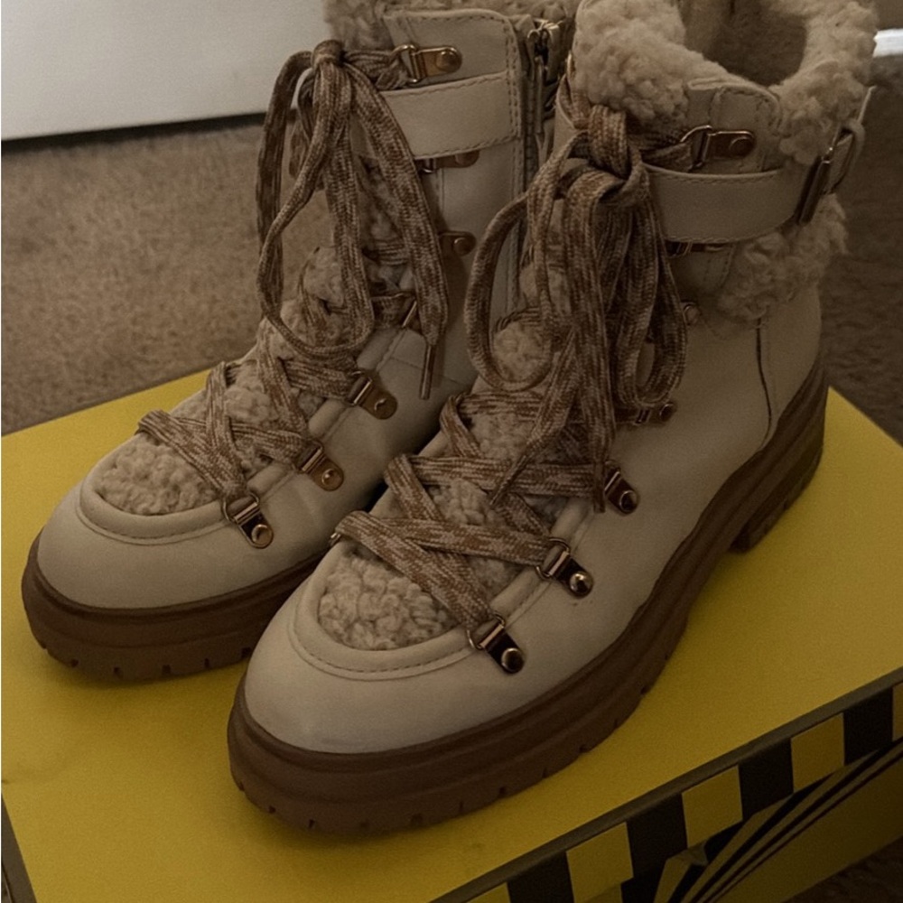 Circus by Sam Edelman Cream and Tan Winter Boots